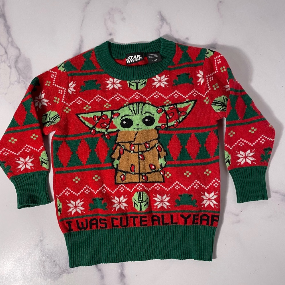 Star Wars Grogru I Was Cute All Year Christmas Sweater 12M